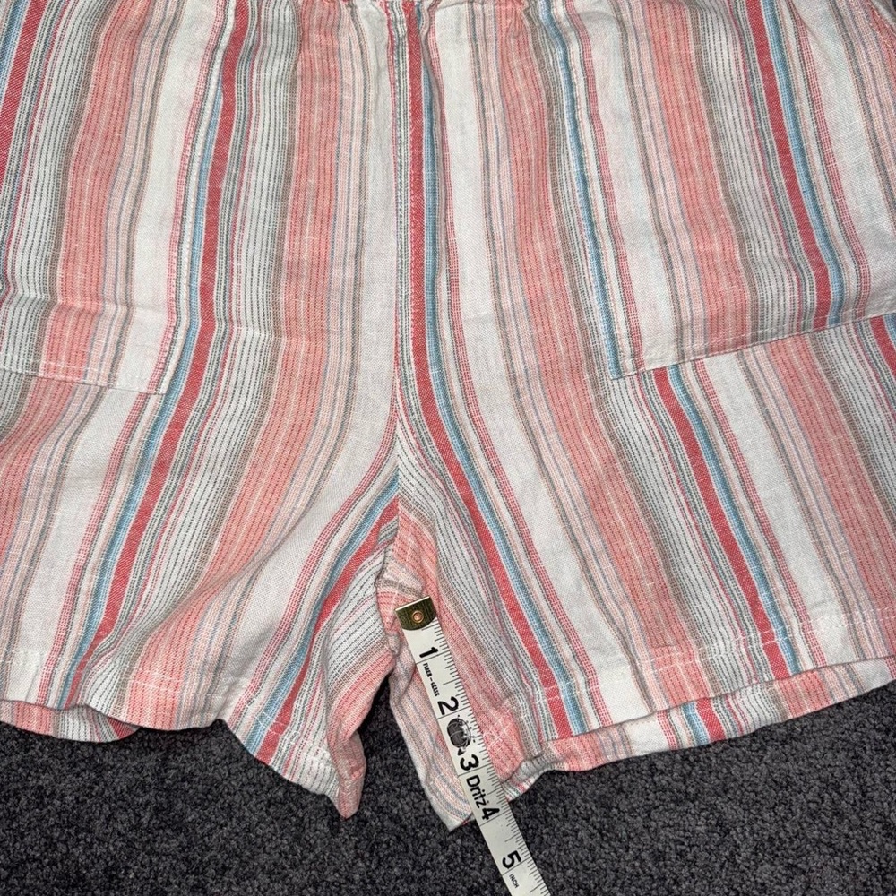 Pink and White Striped Linen High Waisted Shorts - Picture 5 of 8